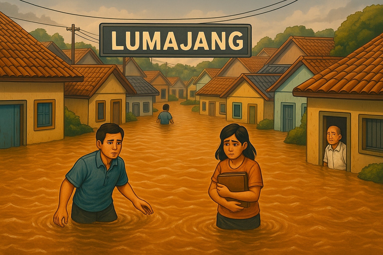 Ratusan Rumah di Lumajang Terendam  Akibat  Sampah Di Sungai